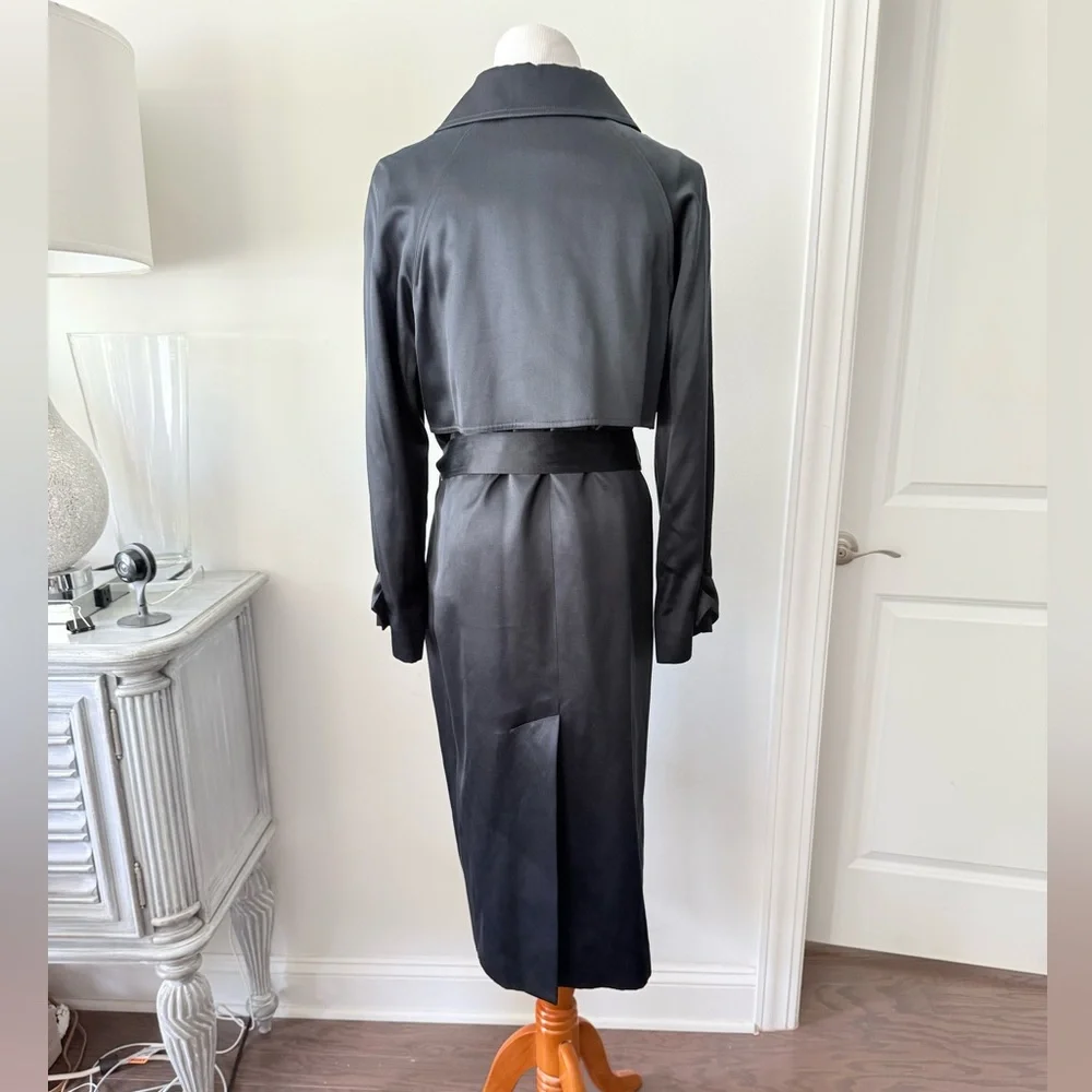 CELINE Silk Wool Blend Belted Trench Coat - Picture 6 of 16